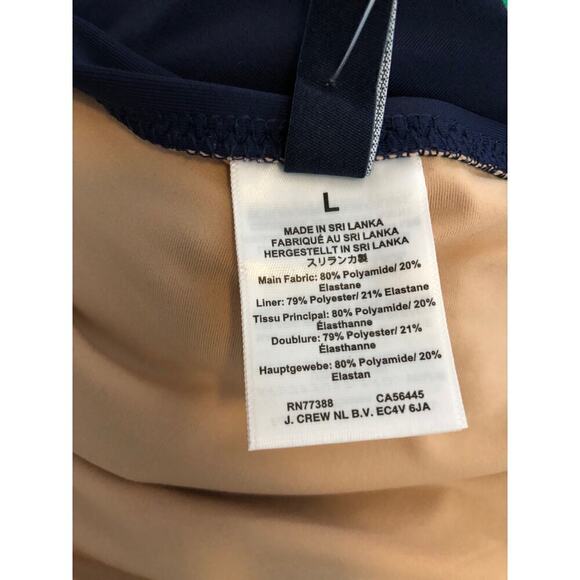 J. Crew Swimsuit V Neck Ruched One Piece Green and Navy Color Block NWT Large - Picture 9 of 11